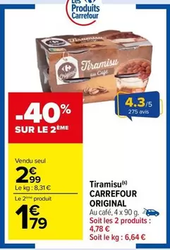 Carrefour - Tiramisu Original offre à 2,99€ sur Carrefour Market