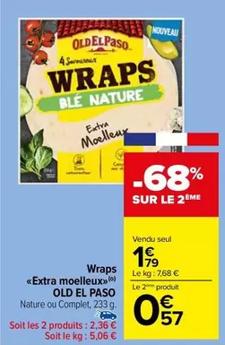 Old El Paso - Wraps Extra Moelleux offre à 1,79€ sur Carrefour Market