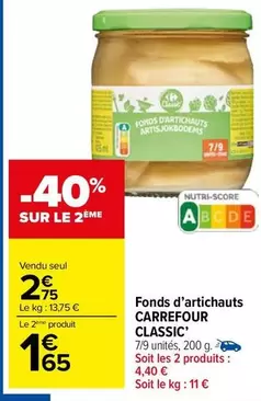 Carrefour - Fonds D'artichauts Classic' offre à 2,75€ sur Carrefour Market