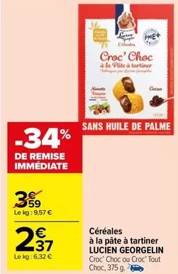 Lucien Georgelin - Céréales À La Pâte À Tartiner offre à 2,37€ sur Carrefour Drive