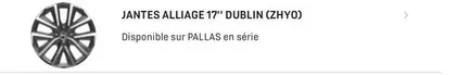 Jantes Alliage 17" Dublin (ZHYO) offre sur DS