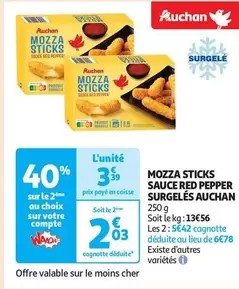 Auchan - Mozza Sticks Sauce Red Pepper Surgelés offre à 3,39€ sur Auchan Hypermarché