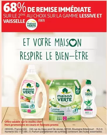 Maison Verte - Sur La Gamme Lessive Et Vaisselle offre sur Auchan Hypermarché