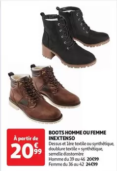 Inextenso - Boots Homme Ou Femme offre à 20,99€ sur Auchan Hypermarché