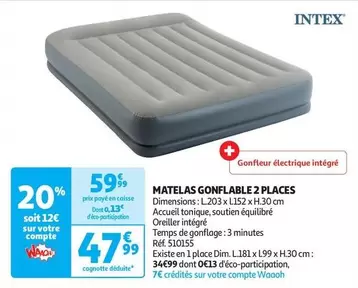 Intex - Matelas Gonflable 2 Places offre à 59,99€ sur Auchan Hypermarché