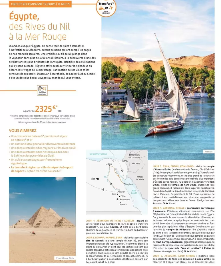 Égypts, Des Rives Du Nil À La Mer Rouge offre à 2325€ sur Salaün Holidays