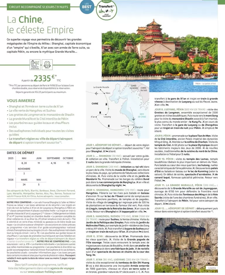La Chine Le Celeste Empire offre à 2335€ sur Salaün Holidays
