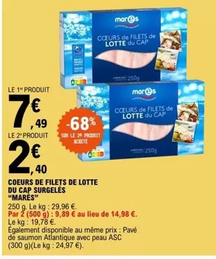 Cap - Coeurs De Filets De Lotte Du  Surgelés offre à 7,49€ sur E.Leclerc