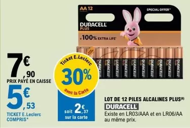 Duracell - Lot De 12 Piles Alcalines Plus offre à 5,53€ sur E.Leclerc