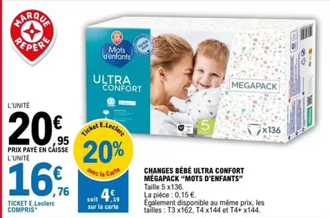 Mots D'Enfants - Changes Bébé Ultra Confort Megapack "Moots D'enfants" offre à 16,76€ sur E.Leclerc