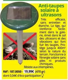 Facile - Anti-taupes Solaire À Ultrasons offre à 19,99€ sur Magellan