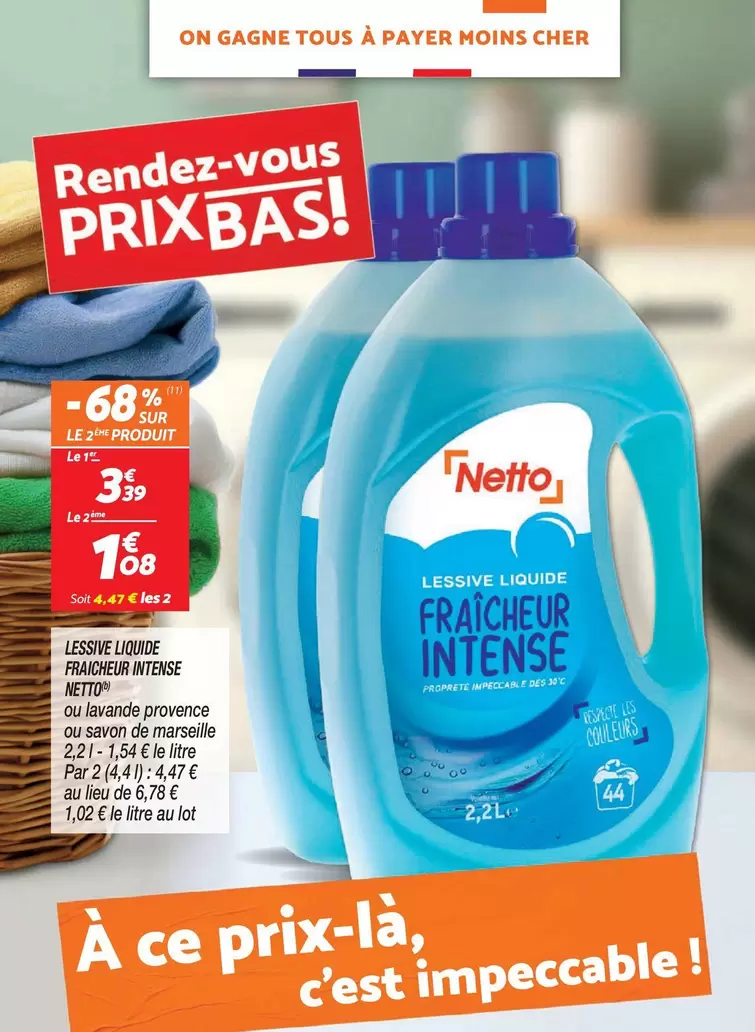 TOUS - Lessive Liquide Fraîcheur Intense offre à 3,39€ sur Netto