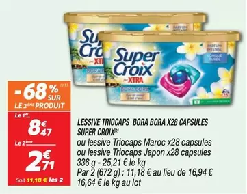 Super Croix - Lessive Triocaps Bora Bora X28 Capsules offre à 8,47€ sur Netto