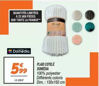 Domédia - Plaid Cotelé offre à 5,99€ sur Netto