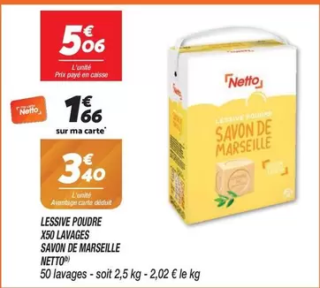 Lessive Poudre X50 Lavages Savon De Marseille offre à 5,06€ sur Netto