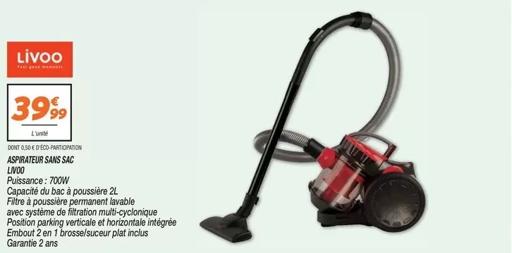 Livoo - Aspirateur Sans Sac HLQ70 offre sur Netto