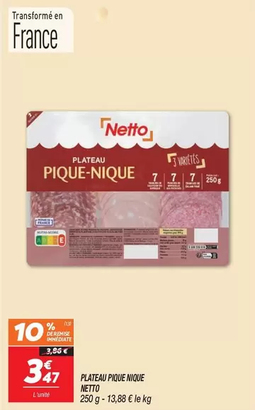 Plateau Pique Moue offre à 3,47€ sur Netto