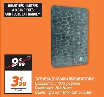 Tapis De Salle De Bain À Mémoire De Forme offre à 3,99€ sur Netto