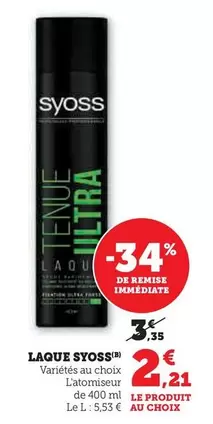 Syoss - Laque offre à 2,21€ sur Super U