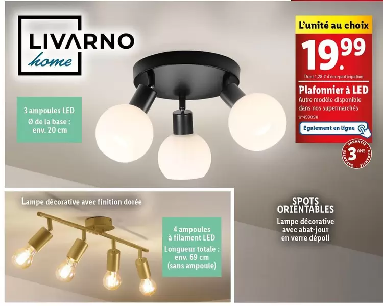 Livarno Home - Plafonnier À LED offre à 19,99€ sur Lidl