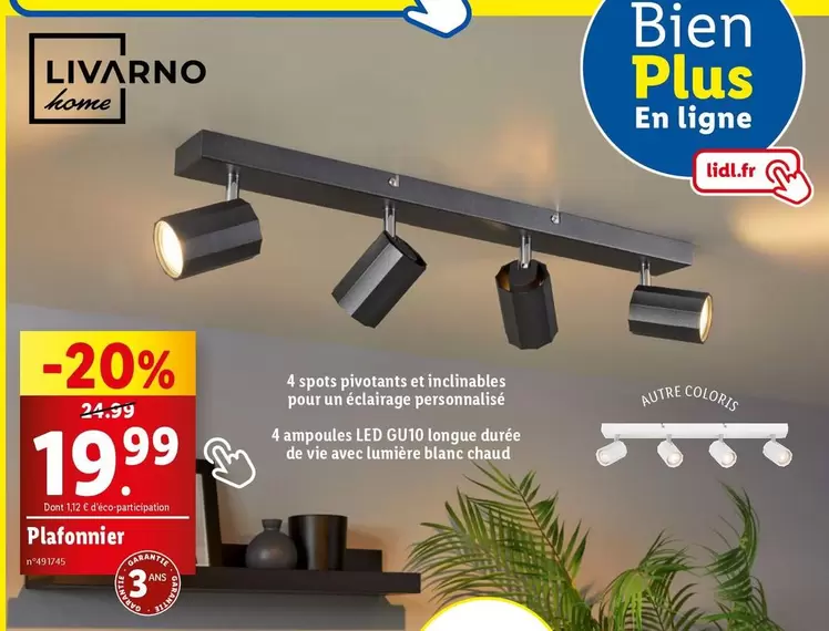 Livarno Home - Plafonnier  offre à 19,99€ sur Lidl