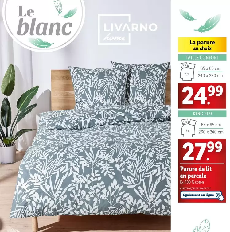 Livarno Home - Parure De Lit En Percale offre à 24,99€ sur Lidl