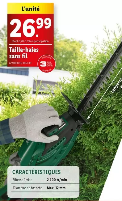 Parkside - Taille-Haies Sans Fil offre à 26,99€ sur Lidl