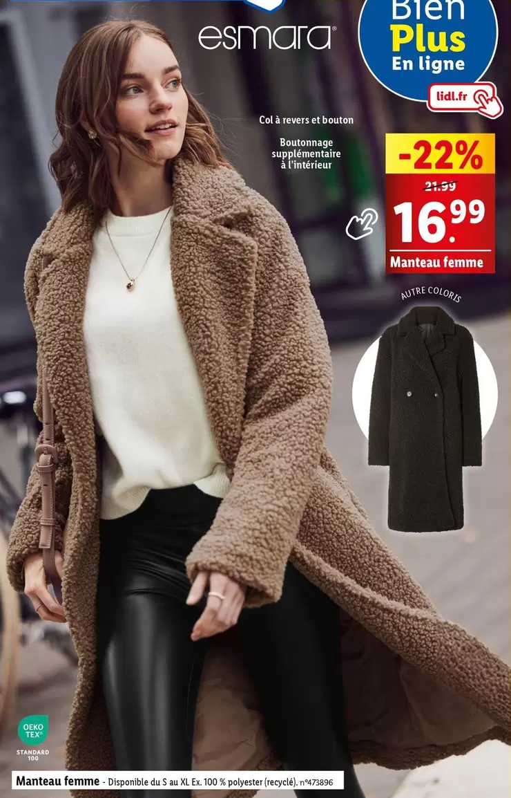 Esmara - Maneau Femme offre à 16,99€ sur Lidl