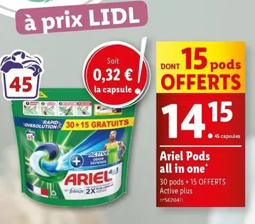 Ariel - Pods All In One offre à 14,15€ sur Lidl