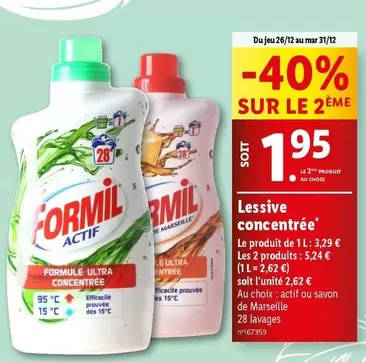 Formil - Lessive Concentrée offre à 3,29€ sur Lidl