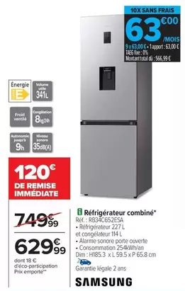 Total - Réfrigérateur Combiné offre à 629,99€ sur Carrefour Contact