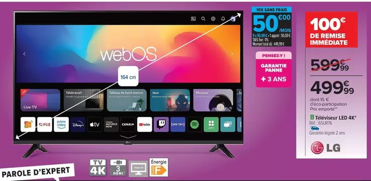 LG - Téléviseur Lg offre à 499,99€ sur Carrefour Contact