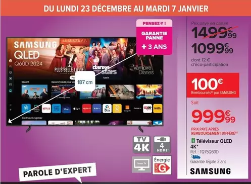 Samsung - Téléviseur Oled 4k offre à 999,99€ sur Carrefour Contact