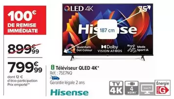 Hisense - Téléviseur Qled 4k offre à 799,99€ sur Carrefour Contact