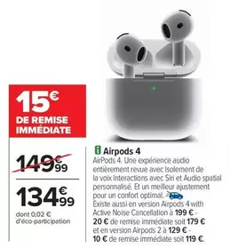 Airpods 4 offre à 134,99€ sur Carrefour Contact