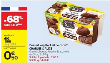 Charles & Alice - Dessert Végétal Lait De Coco offre à 1,55€ sur Carrefour Contact