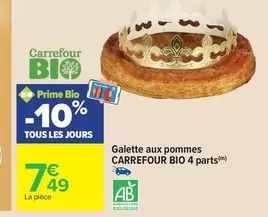 Carrefour - Galette Aux Pommes Bio 4 Parts offre à 7,49€ sur Carrefour Contact