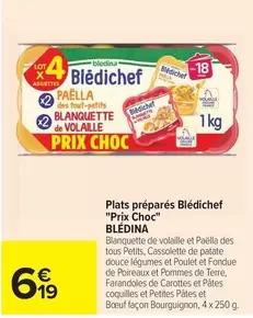 Blédina - Plats Préparés Blédichef "prix Choc" offre à 6,19€ sur Carrefour Contact