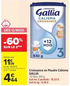 Gallia - Croissance En Poudre Calisma offre à 11,09€ sur Carrefour Contact