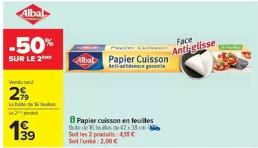 Albal - Papier Cuisson En Feuilles offre à 2,79€ sur Carrefour Contact