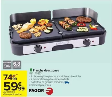 Fagor - Plancha Deux Zones offre à 59,99€ sur Carrefour Contact