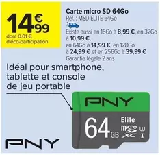 Elite - Carte Micro Sd 64go offre à 14,99€ sur Carrefour Contact