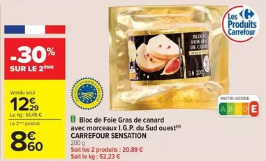 Carrefour - Bloc De Foie Gras De Canard Avec Morceaux I.g.p. Du Sud Ouest offre à 12,29€ sur Carrefour City