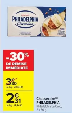 Philadelphia - Cheesecake offre à 2,31€ sur Carrefour Market