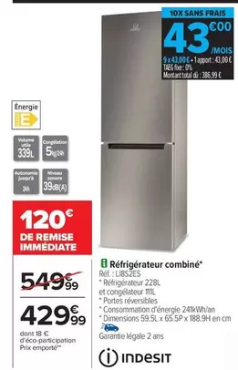 Total - Réfrigérateur Combiné offre à 429,99€ sur Carrefour