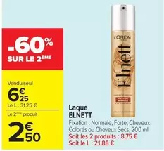 L'Oréal - Laque Elnett offre à 6,25€ sur Carrefour