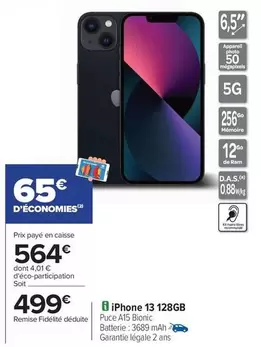 Iphone 13 128gb offre à 499€ sur Carrefour Express