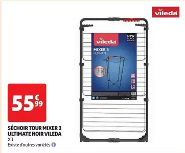 Vileda - Séchoir Tour Mixer 3 Ultimate Noir offre à 55,99€ sur Auchan Hypermarché