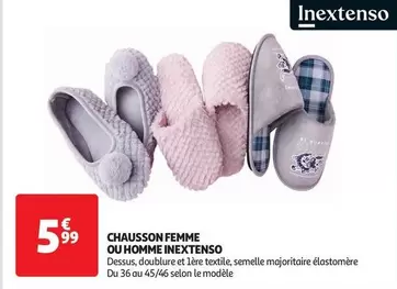 Inextenso - Chausson Femme Ou Homme offre à 5,99€ sur Auchan Hypermarché