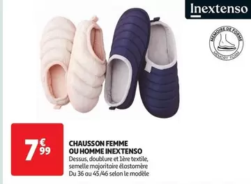 Inextenso - Chausson Femme Ou Homme offre à 7,99€ sur Auchan Hypermarché